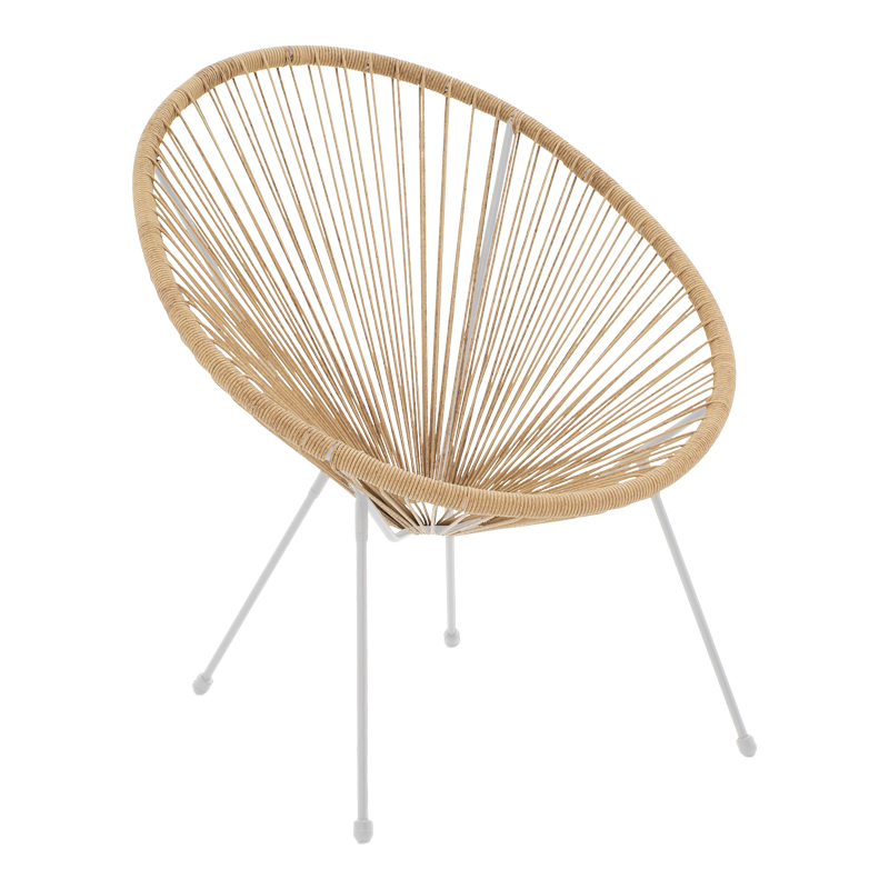 product_pako_218-000029 Πολυθρόνα Acapulco μεταλλο σε λευκή-pe rattan σε φυσική απόχρωση 68.5x74.5x84εκ - Image 1