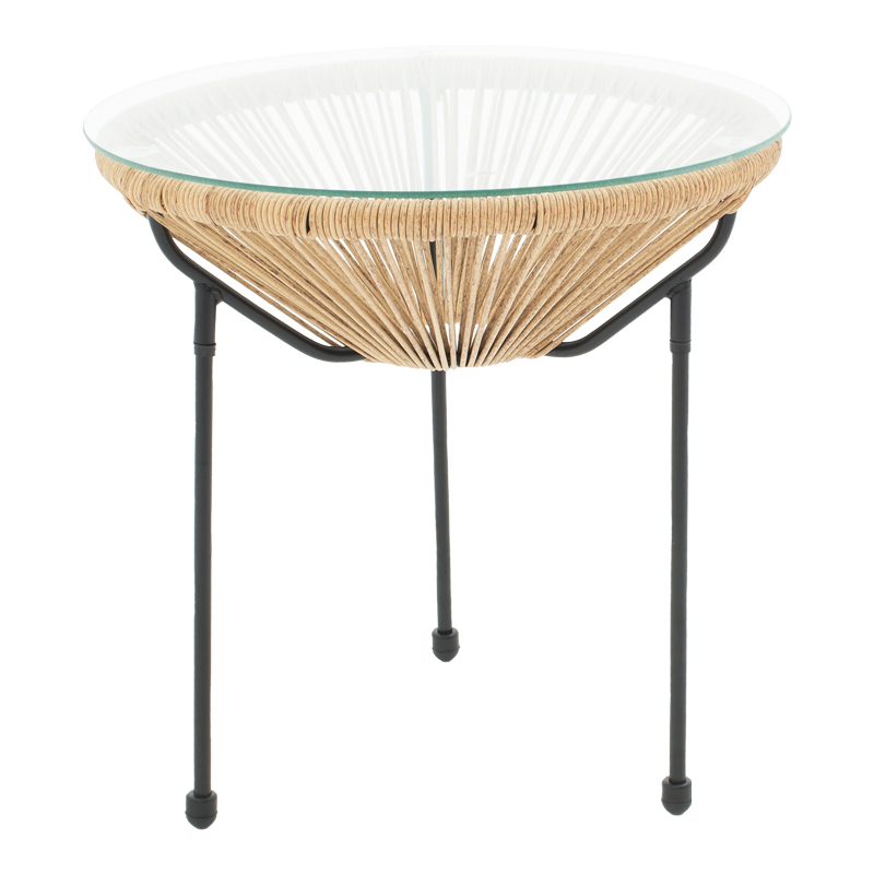 product_pako_218-000032 Τραπέζι Acapulco μεταλλο σε μαύρη-pe rattan σε φυσική απόχρωση Φ50x52εκ - Image 1