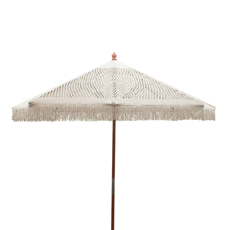 product_pako_220-000002 Ομπρέλα Brilie ξύλο-μακραμέ Φ2.70x2.60 m εκρού - Image 1