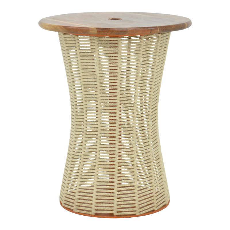 product_pako_220-000017 Τραπέζι Lemelo μέταλλο-sal wood-γιούτα σε εκρού απόχρωση Φ61x76εκ - Image 1