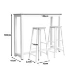 Σετ τραπέζι μπαρ Marle 3τμχ φυσικό-λευκό πόδι 120x40x100εκ - Image 5