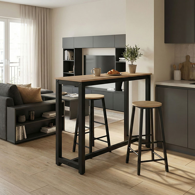 product_pako_225-000015 Σετ τραπέζι μπαρ Marle 3τμχ sonoma-μαύρο πόδι 120x40x100εκ - Image 1