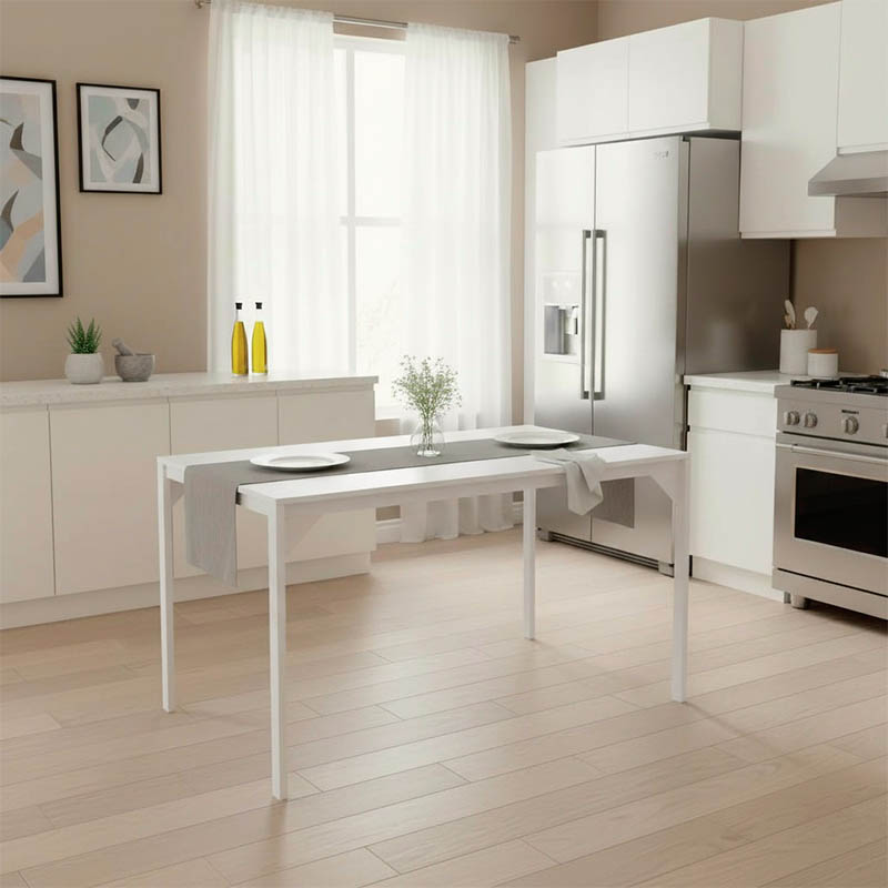product_pako_225-000055 Τραπέζι Chan μελαμίνη σε λευκή απόχρωση κα πόδι λευκό μεταλλικό 120x75x75εκ - Image 1