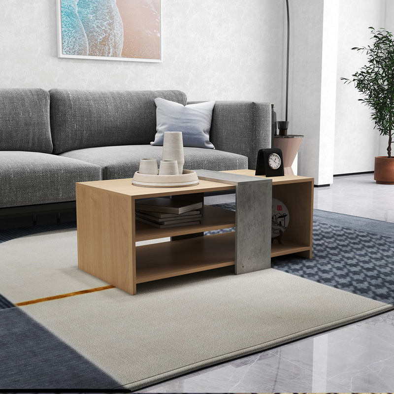 product_pako_225-000065 Τραπέζι σαλονιού Cozeto σε φυσική με γκρι cement απόχρωση 100x53x41.5εκ - Image 1