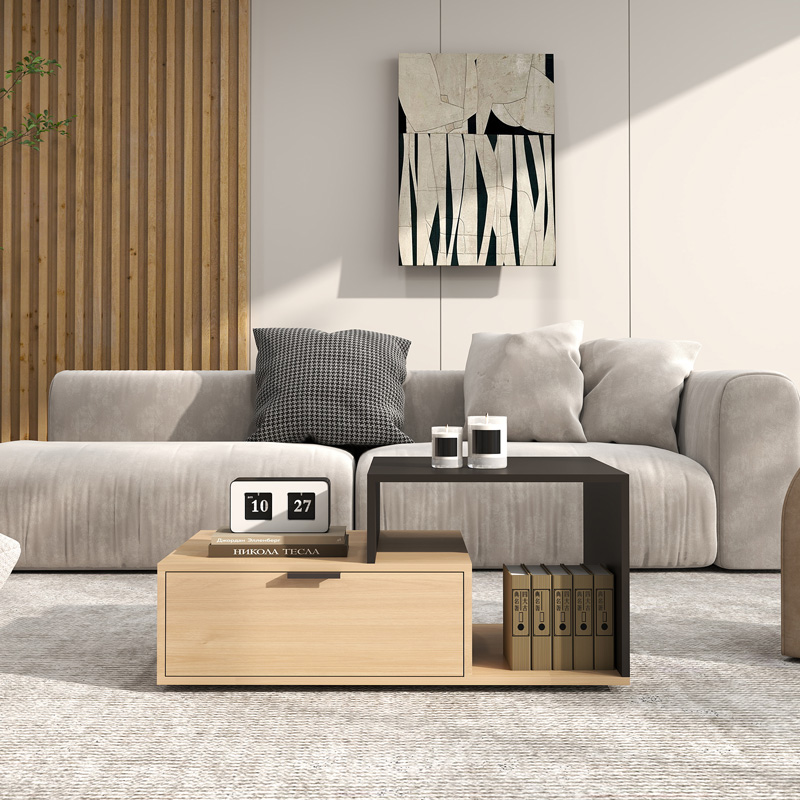 product_pako_225-000071 Τραπέζι σαλονιού Vople σε φυσική με ανθρακί απόχρωση 90x50x40εκ - Image 1