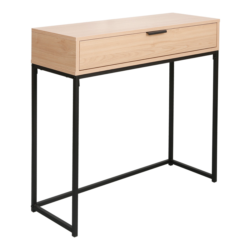 product_pako_225-000073 Κονσόλα Joumpa με συρτάρι σε φυσική απόχρωση με μαύρο μέταλλο 80x28x76,5εκ - Image 1
