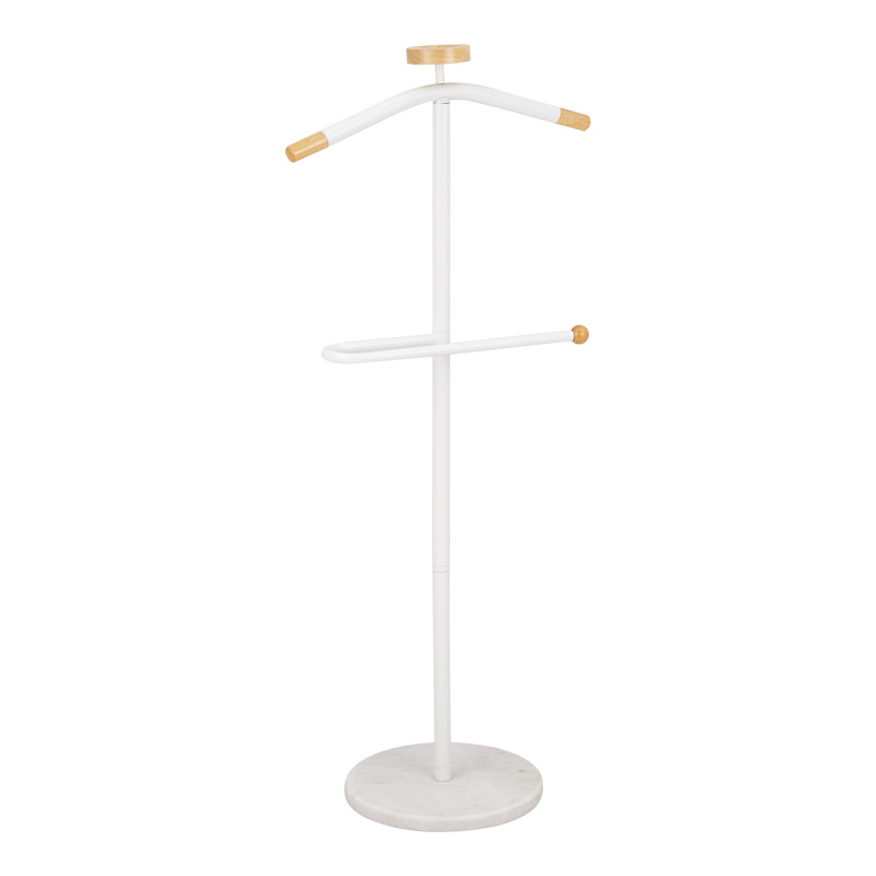 product_pako_226-000034 Καλόγερος ρούχων Jolma μέταλλο-ξύλο σε λευκή απόχρωση Φ30x111εκ - Image 1