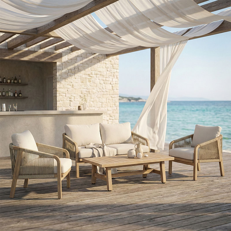 product_pako_228-000014 Σαλόνι κήπου Malibu μασίφ ξύλο ακακίας-ύφασμα μπεζ - Image 1