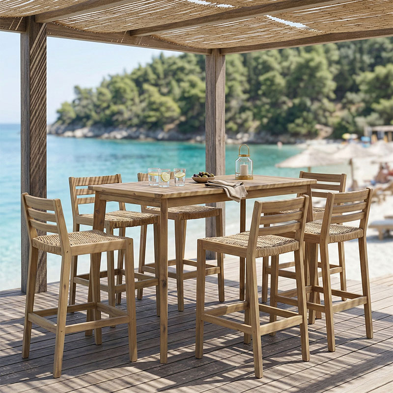 product_pako_228-000057 Τραπεζαρία Bravo σετ 7 τμχ μασίφ ξύλο ακακίας 130x70x90εκ - Image 1