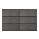 Συρταριέρα Cindy 6 συρταριών γκρι μαρμάρου 120x40x75εκ - Image 2