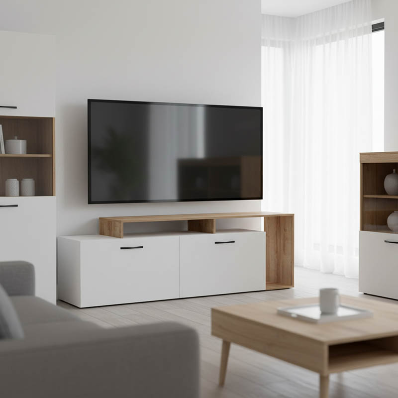 product_pako_230-000070 Έπιπλο τηλεόρασης Tobler σε oak- λευκή απόχρωση 170x40x53εκ - Image 1