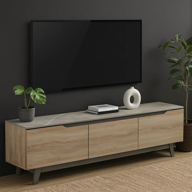 product_pako_230-000080 Έπιπλο τηλεόρασης Kasandra μπεζ μαρμάρου-sonoma 180x35x48.5εκ - Image 1