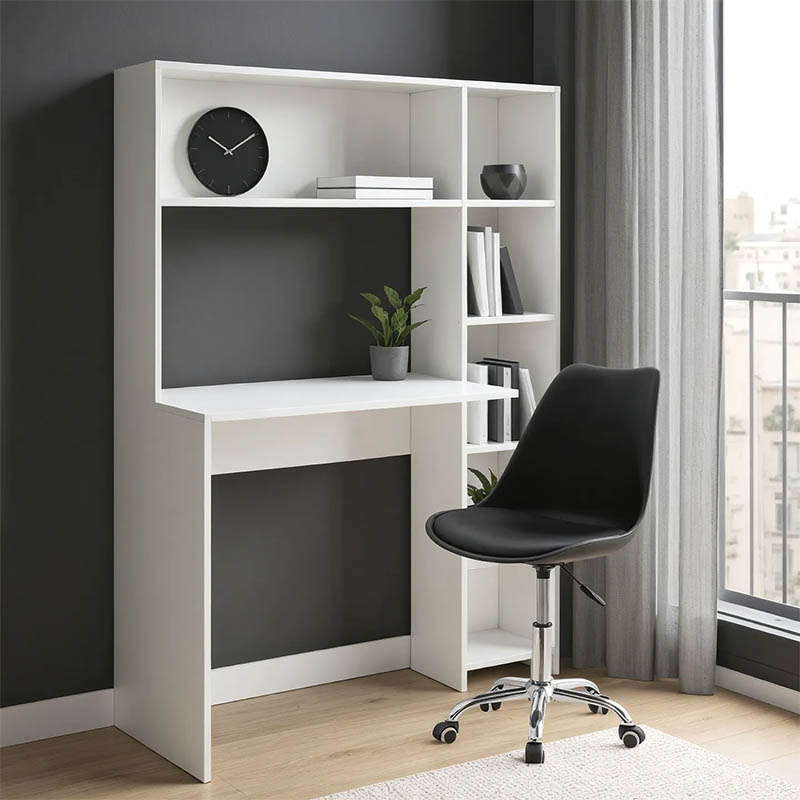 product_pako_230-000081 Γραφείο με βιβλιοθήκη Janson σε λευκή απόχρωση 113.2x40x141.8εκ - Image 1