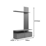 Σύνθετο σαλονιού Perlento σε μαύρο με sonoma απόχρωση 140x41x219.5εκ - Image 8