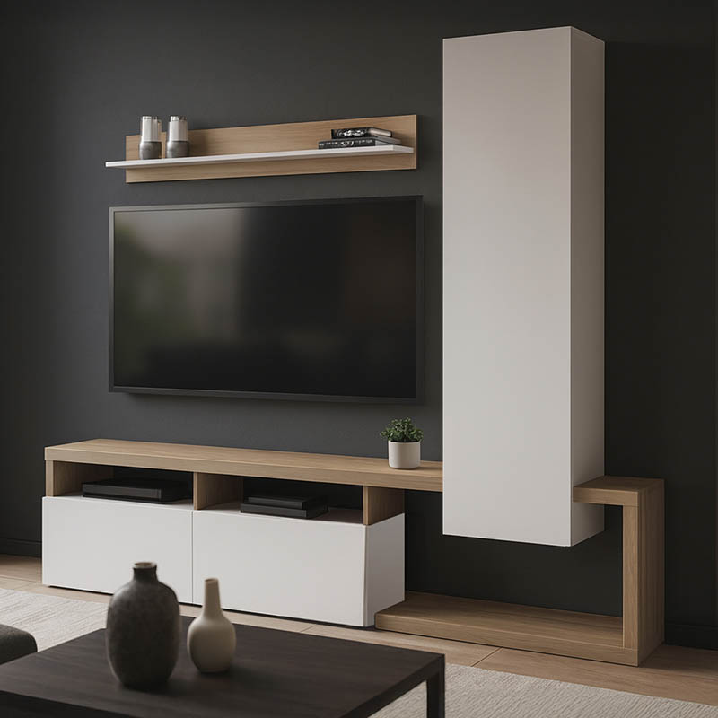 product_pako_230-000102 Σύνθετο σαλονιού Leganto σε sonoma με λευκή απόχρωση 220.5x35x197.5εκ - Image 1