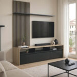 Σύνθετο σαλονιού Delfina σε sonoma με μαύρη απόχρωση 190x40x199.5εκ
