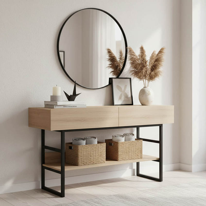product_pako_230-000106 Κονσόλα Vien σε sonoma-μαύρη απόχρωση 139x43x75.5εκ - Image 1