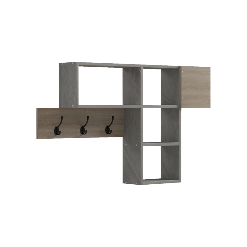 product_pako_230-000121 Κρεμάστρα τοίχου Wenia σε sonoma απόχρωση με μπεζ μαρμάρου 99.5x15x61εκ - Image 1