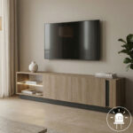 Έπιπλο τηλεόρασης με Led Vario sonoma - ανθρακί 185.6x35x45εκ