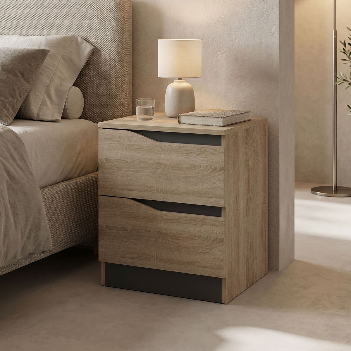 product_pako_230-000134 Κομοδίνο Verena sonoma-ανθρακί 40x40x50εκ - Image 1