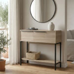 Κονσόλα Nordic σε sonoma-μαύρη απόχρωση 90x29,5x76εκ