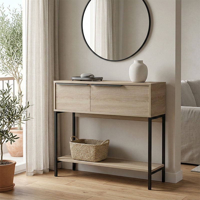 product_pako_230-000146 Κονσόλα Nordic σε sonoma-μαύρη απόχρωση 90x29,5x76εκ - Image 1