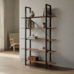 Βιβλιοθήκη-Ραφιέρα Loftie sonoma-μαύρο μέταλλο 126x28x165εκ