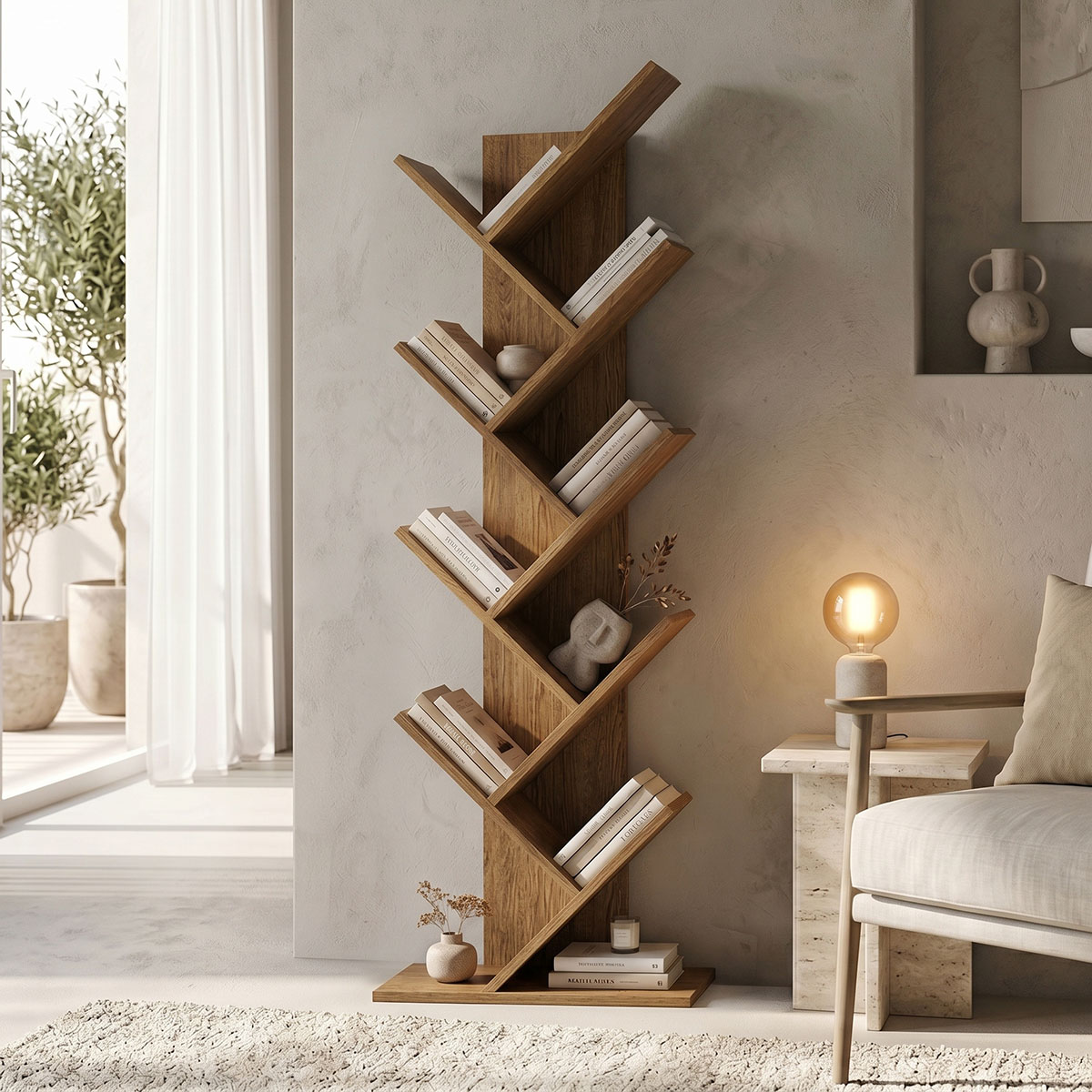 product_pako_230-000154 Βιβλιοθήκη Fyllo καρυδί 50x25x141.5εκ - Image 1