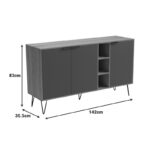 Μπουφές Balain sonoma-ανθρακί 142x35.5x83εκ - Image 8