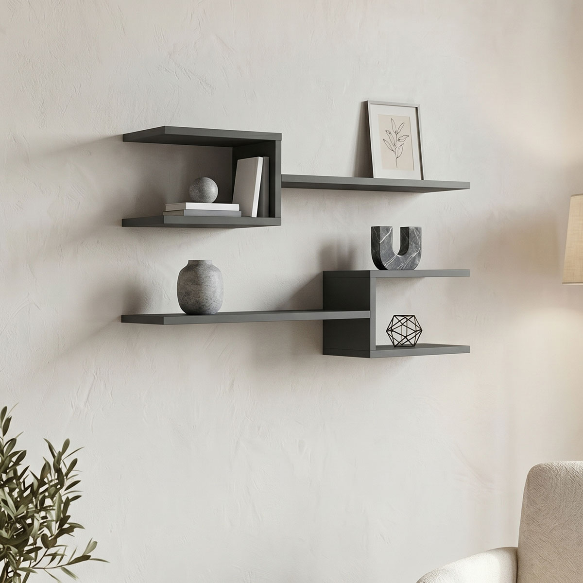 product_pako_230-000168 Ραφιέρα τοίχου Galler ανθρακί 79x19.5x18εκ - Image 1