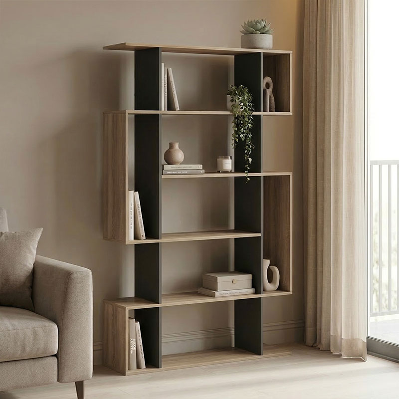 product_pako_230-000169 Βιβλιοθήκη Mito sonoma-ανθρακί 108.5x25x161εκ - Image 1