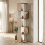 Βιβλιοθήκη Cubik sonoma- γκρι μπεζ οψη μαρμάρου 35x30x161εκ
