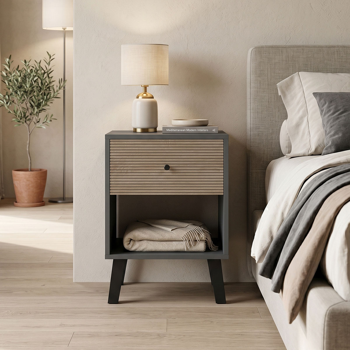 product_pako_230-000176 Κομοδίνο Tuscany sonoma-ανθρακί 40x40x55εκ - Image 1