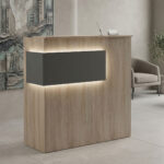 Γραφείο reception Optima με led sonoma-ανθρακί 110x40x110εκ