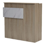 Γραφείο reception Optima με led sonoma-λευκή όψη μαρμάρου 110x40x110εκ - Image 5