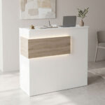 Γραφείο reception Optima με led λευκό-sonoma 110x40x110εκ