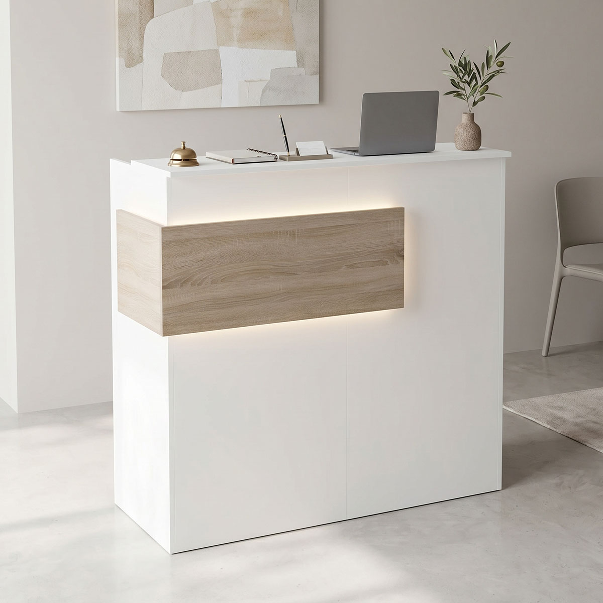 product_pako_230-000187 Γραφείο reception Optima με led λευκό-sonoma 110x40x110εκ - Image 1