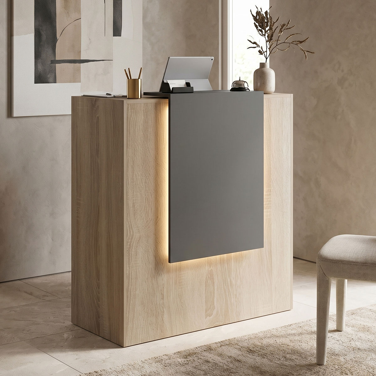 product_pako_230-000188 Γραφείο reception Zowel με led sonoma-ανθρακί 90x40x110εκ - Image 1