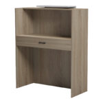 Γραφείο reception Zowel με led sonoma-λευκή όψη μαρμάρου 90x40x110εκ - Image 4
