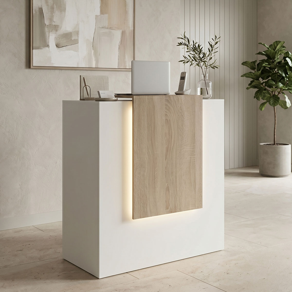 product_pako_230-000190 Γραφείο reception Zowel με led λευκό - sonoma 90x40x110εκ - Image 1