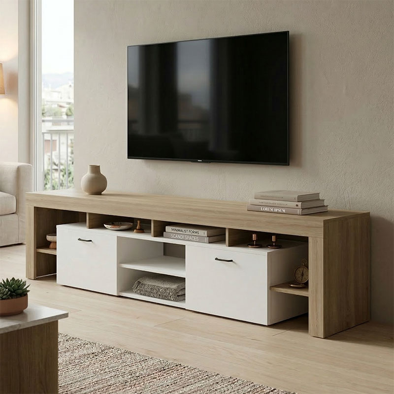 product_pako_230-000191 Έπιπλο τηλεόρασης Liner sonoma-λευκό 210x40x50εκ - Image 1