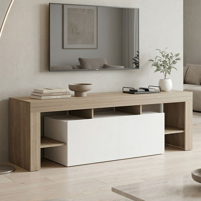product_pako_230-000192 Έπιπλο τηλεόρασης Liner sonoma-λευκό 150x40x50εκ - Image 1