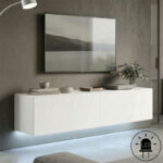 Έπιπλο τηλεόρασης επιτοίχιο με Led Rival λευκό 120x35x30εκ