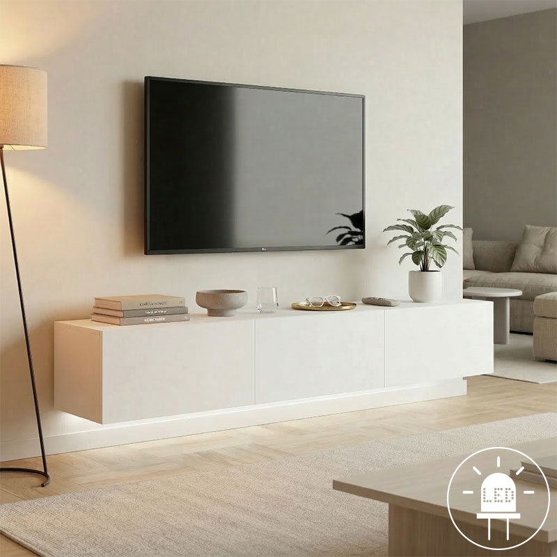 product_pako_230-000195 Έπιπλο τηλεόρασης επιτοίχιο με Led Rival λευκό 180x35x30εκ - Image 1