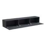 Έπιπλο τηλεόρασης επιτοίχιο με Led Rival ανθρακι 180x35x30εκ - Image 2