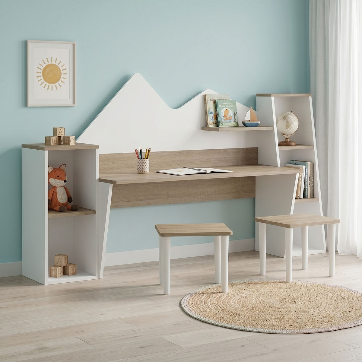 product_pako_230-000207 Παιδικό γραφείο με σκαμπο Dualto sonoma-λευκό 180x30x93.6εκ - Image 1