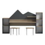 Παιδικό γραφείο με σκαμπο Dualto sonoma-ανθρακί 180x30x93.6εκ - Image 3