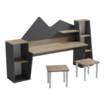 Παιδικό γραφείο με σκαμπο Dualto sonoma-ανθρακί 180x30x93.6εκ - Image 4