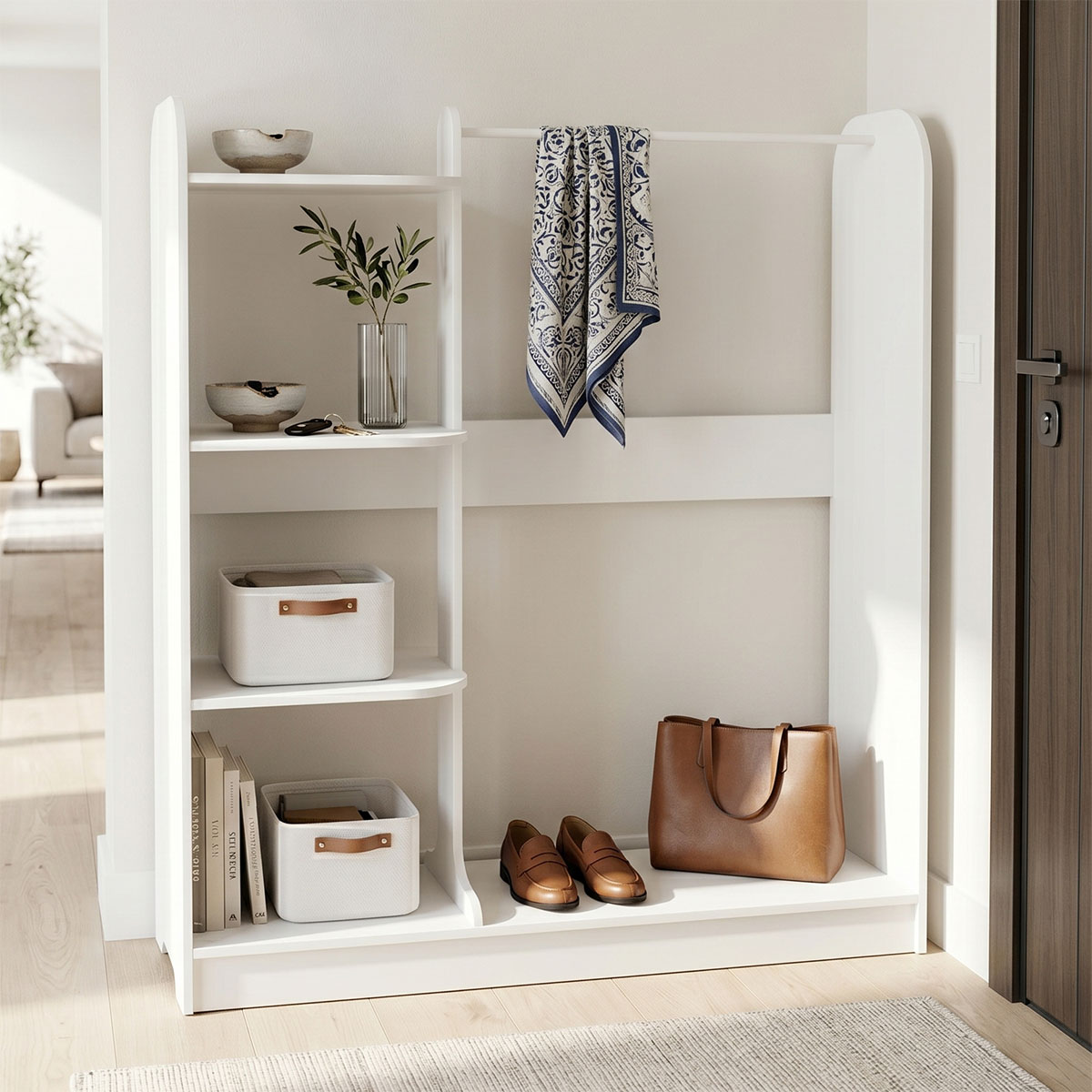 product_pako_230-000213 Έπιπλο εισόδου Pamesa λευκό 130x40x135εκ - Image 1