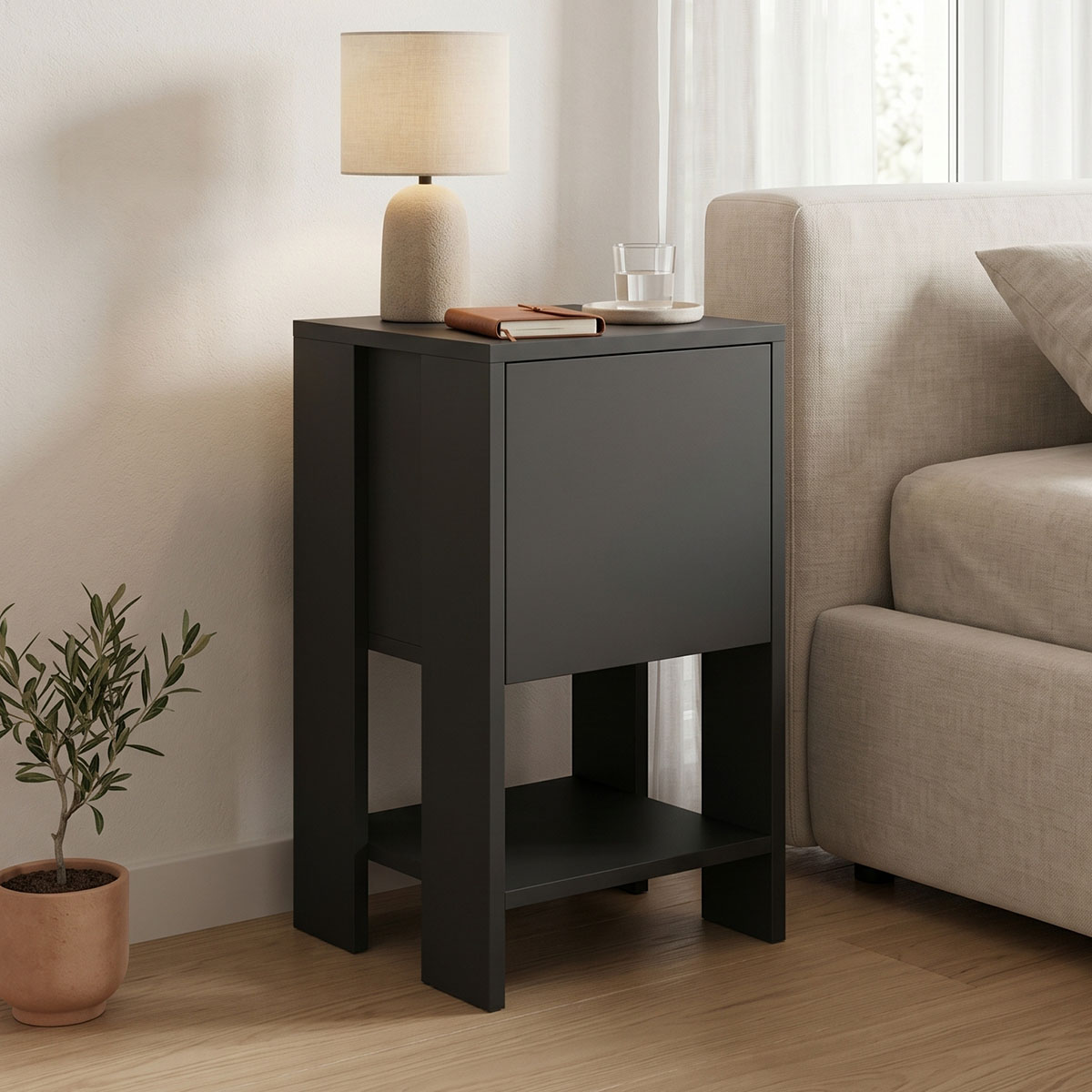 product_pako_230-000226 Κομοδίνο Reppo μαύρο 30x30x55εκ - Image 1
